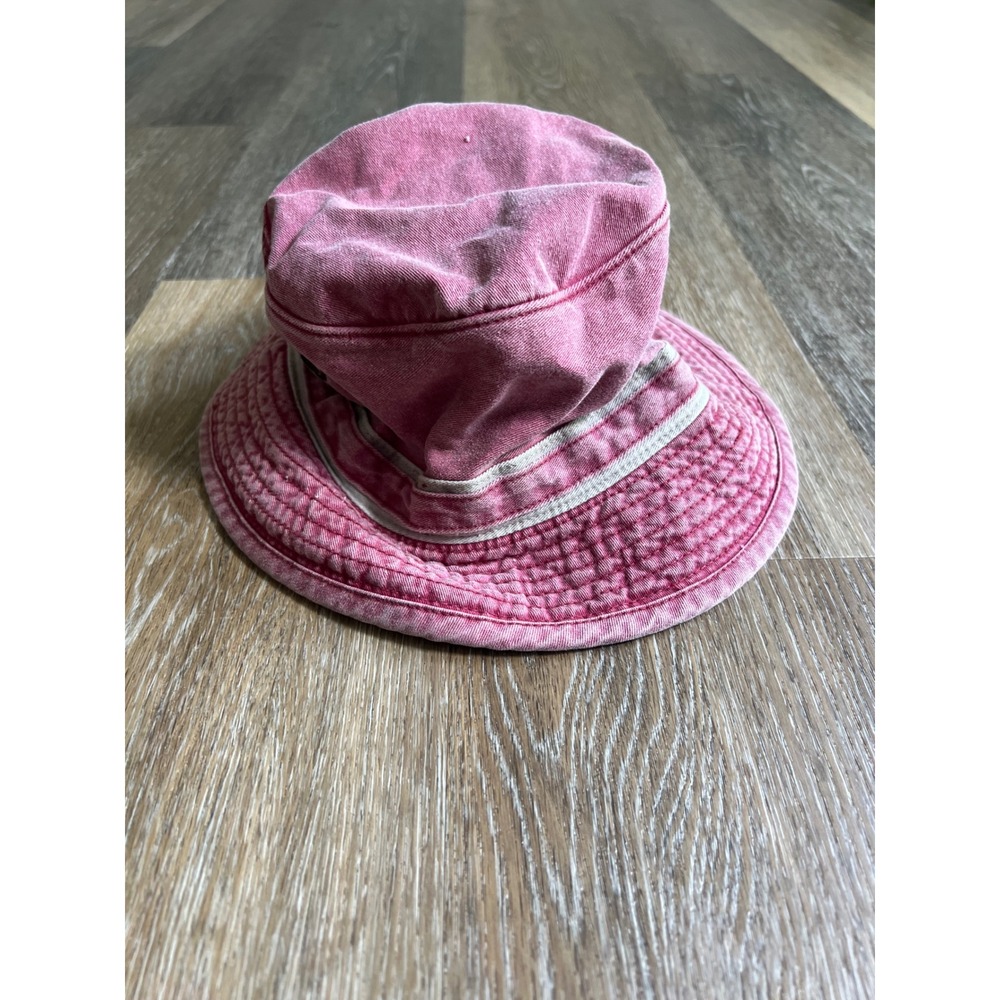 Zkapz Bucket Hat Unisex M/L Pink Acid Wash Cotton Vintage Style Stripe
